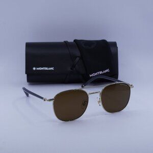 Montblanc MB0271S 004 Square Sunglasses - Gold/Nicotine